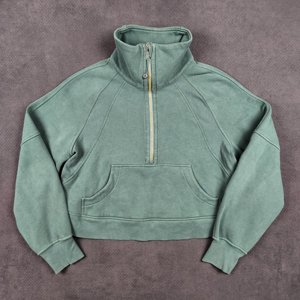 Lululemon Scuba Half Zip Sweatshirt Women XS/Small Green Oversized Funnel Neck